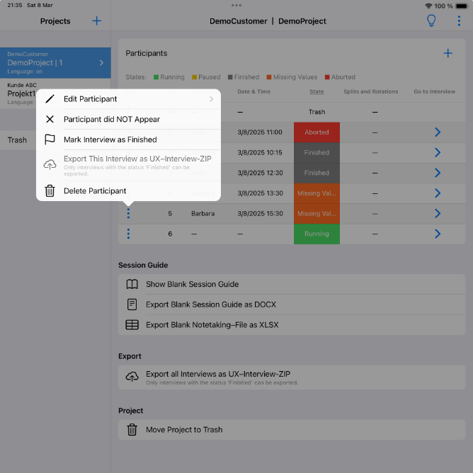 UX-Interview: Import and Export